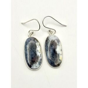 Dendritic Agate Sterling Silver Dangle Handmade Earrings‎